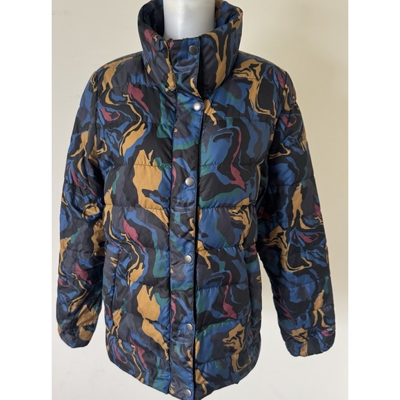 Eddie Bauer Stratustherm Goose Down Puffer Jacket Camo Womens Medium - Picture 2 of 12